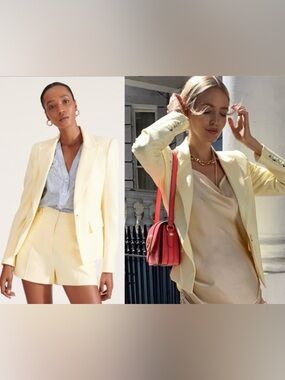 Veronica Beard Dickey Danielle Blazer Yellow Single Button Tailored Jacket 2